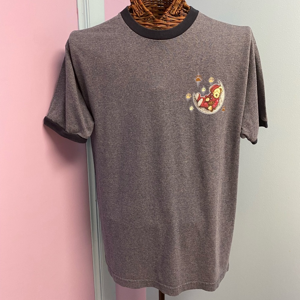 Vintage Boyds Bear 🧸Bearwear Sleepy Bear Navy Ringer Short Sleeve Shirt Sz L